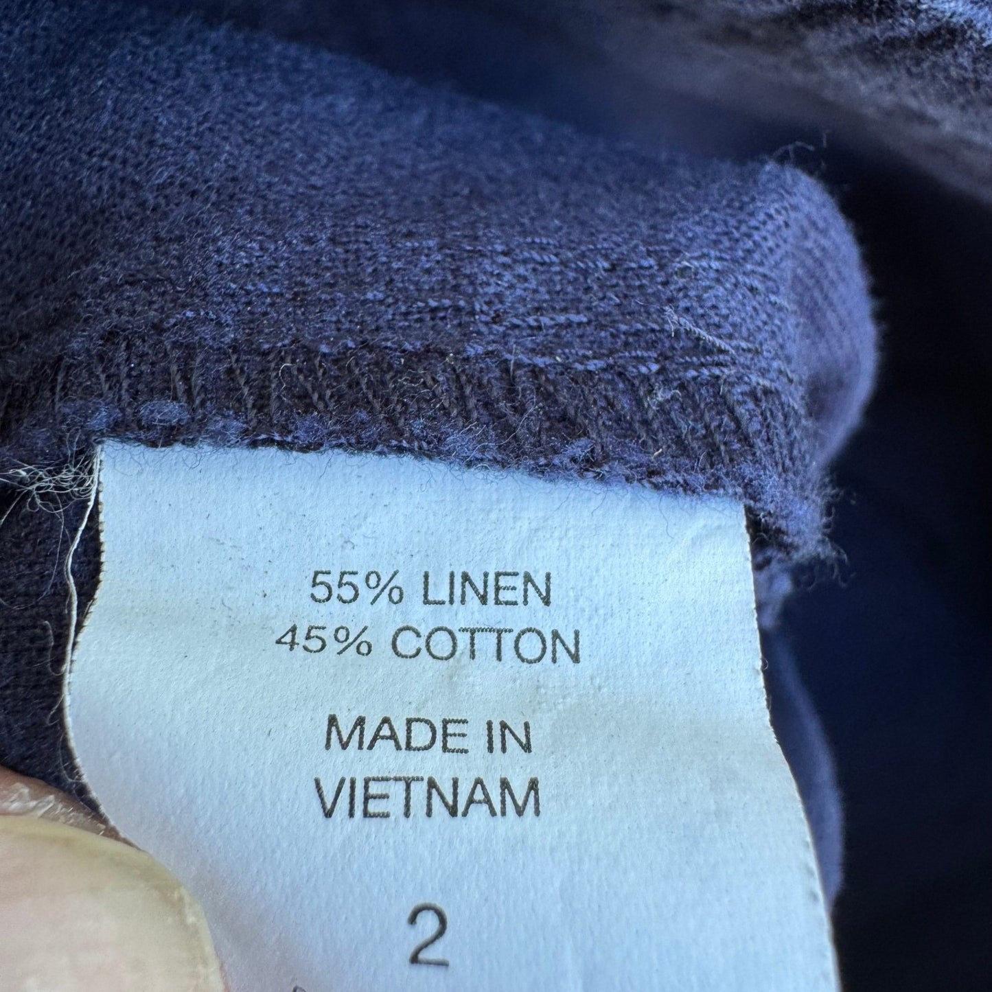 New York & Company Navy Blue Linen Cotton Utility Straight Leg Pants Womens 2