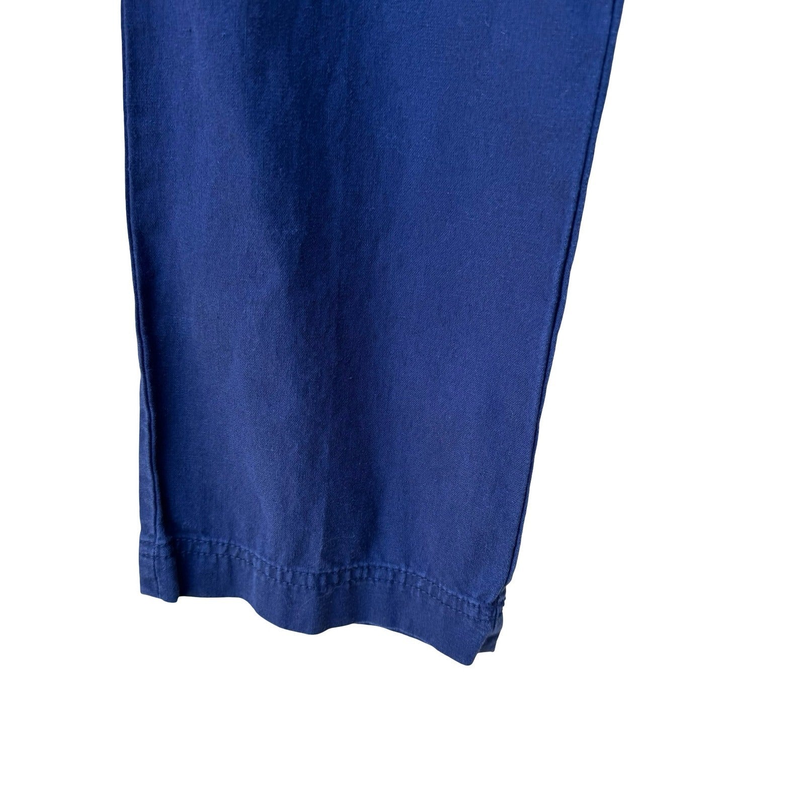New York & Company Navy Blue Linen Cotton Utility Straight Leg Pants Womens 2