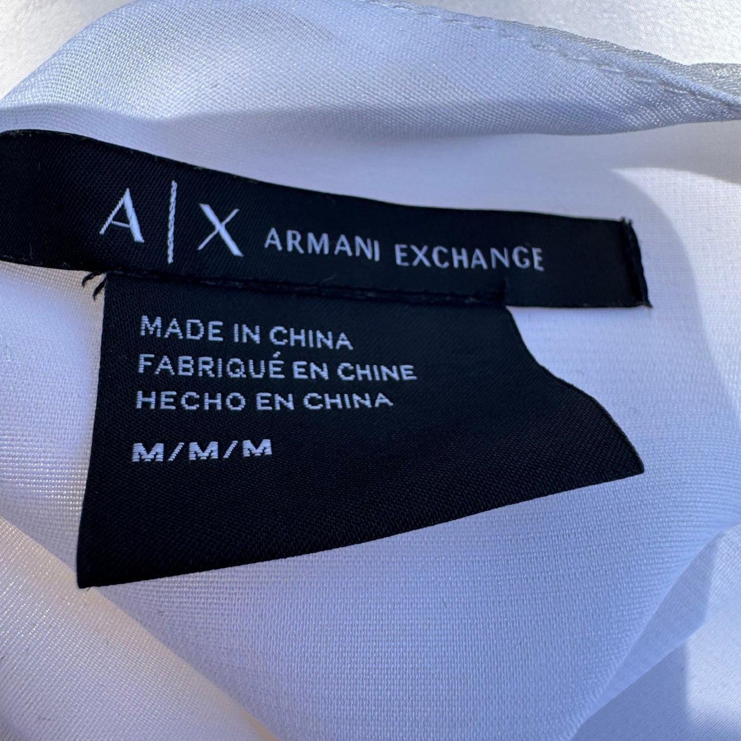 Armani Exchange White Silk V-Neck Sleeveless Blouse M Quiet Luxury Minimalist