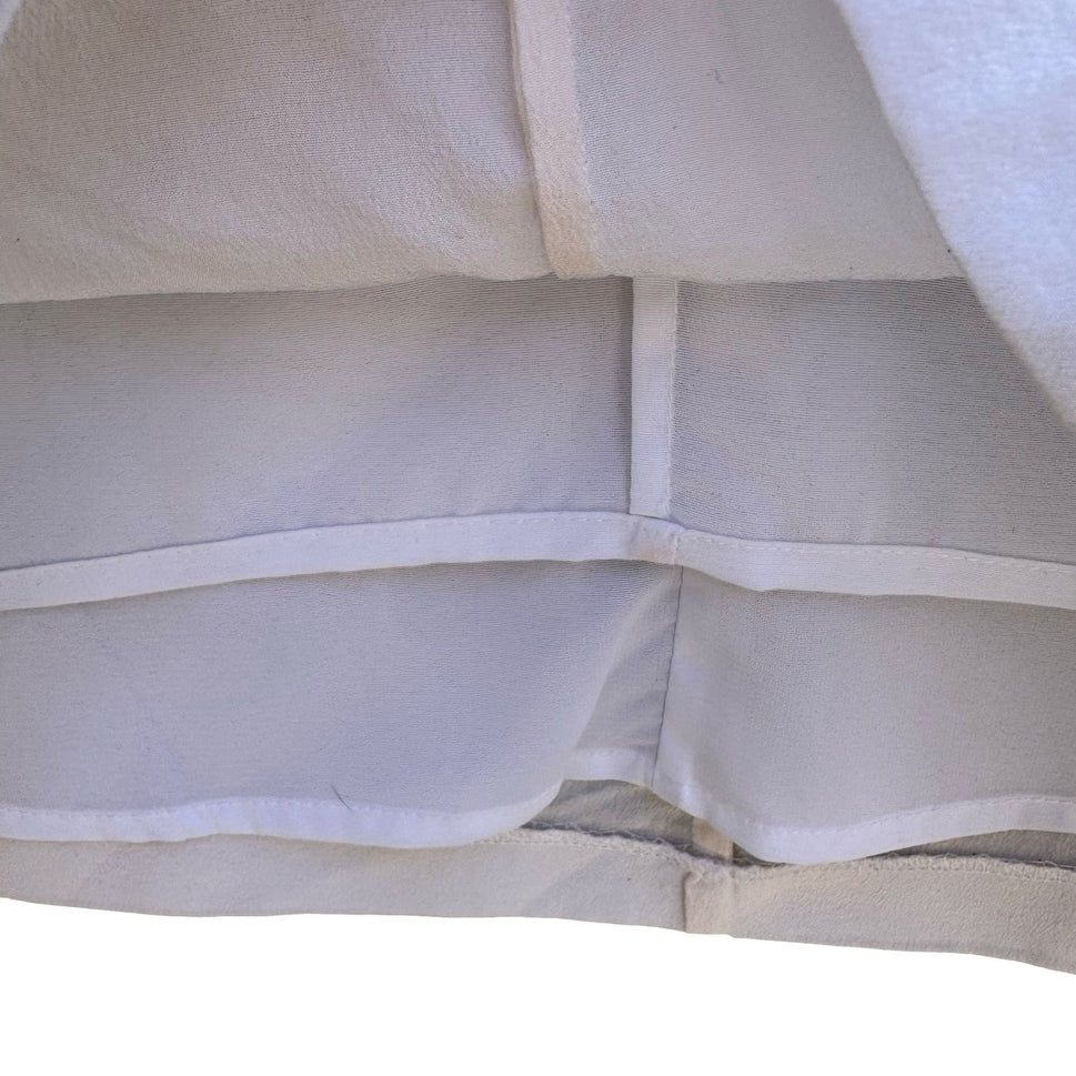 Armani Exchange White Silk V-Neck Sleeveless Blouse M Quiet Luxury Minimalist