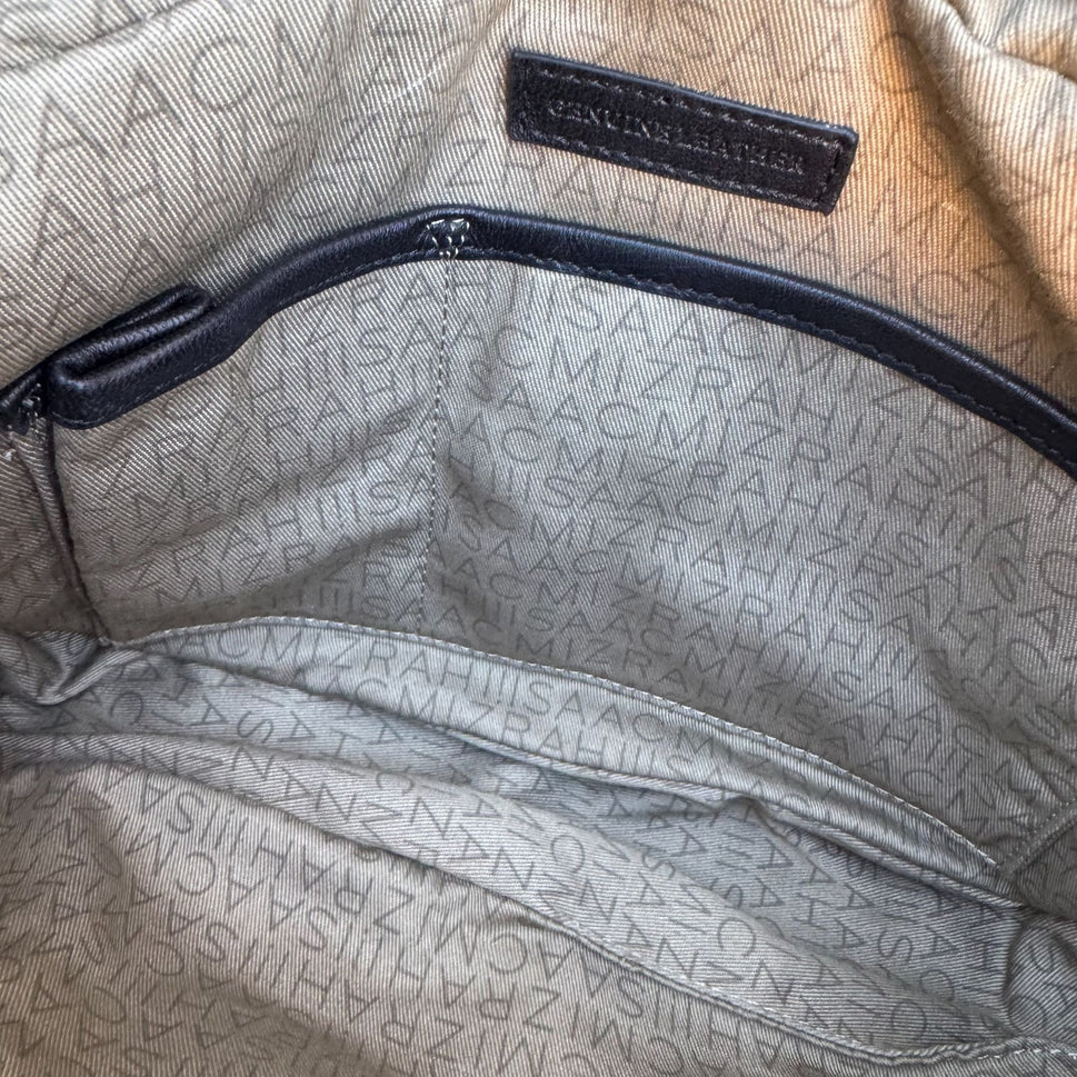 Isaac Mizrahi Black Quilted Leather Crossbody Bag Gold Chain Strap Tassel Accent