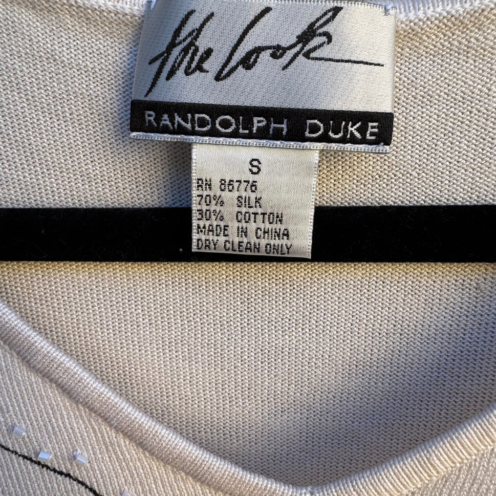 Randolph Duke Y2K Quiet Luxury Silk Cotton Floral Beaded Feminine Knit Sweater S