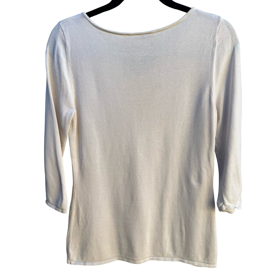 Randolph Duke Y2K Quiet Luxury Silk Cotton Floral Beaded Feminine Knit Sweater S