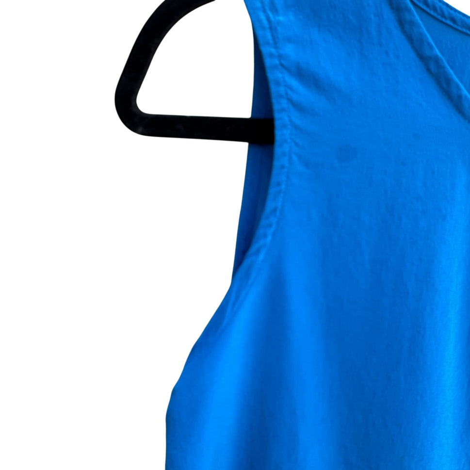 Angela Tong Womens 100% Silk Sleeveless Lightweight Minimalist Blue Blouse Top 4