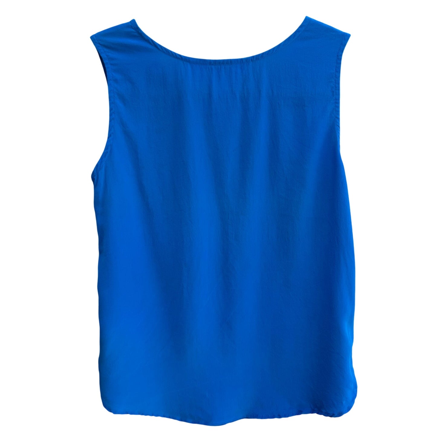 Angela Tong Womens 100% Silk Sleeveless Lightweight Minimalist Blue Blouse Top 4