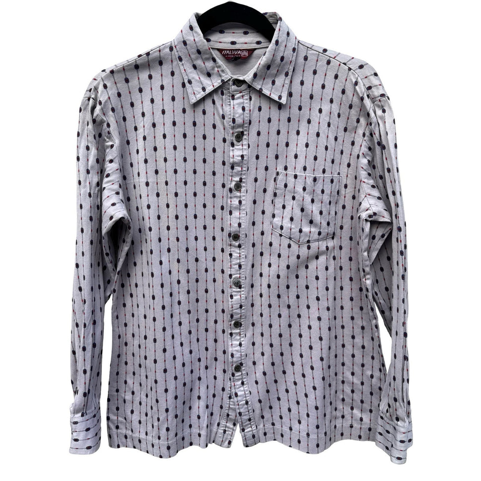 Italyva La Moda Italy Mens Grey Geometric Chain Print Button Up Shirt Size 90