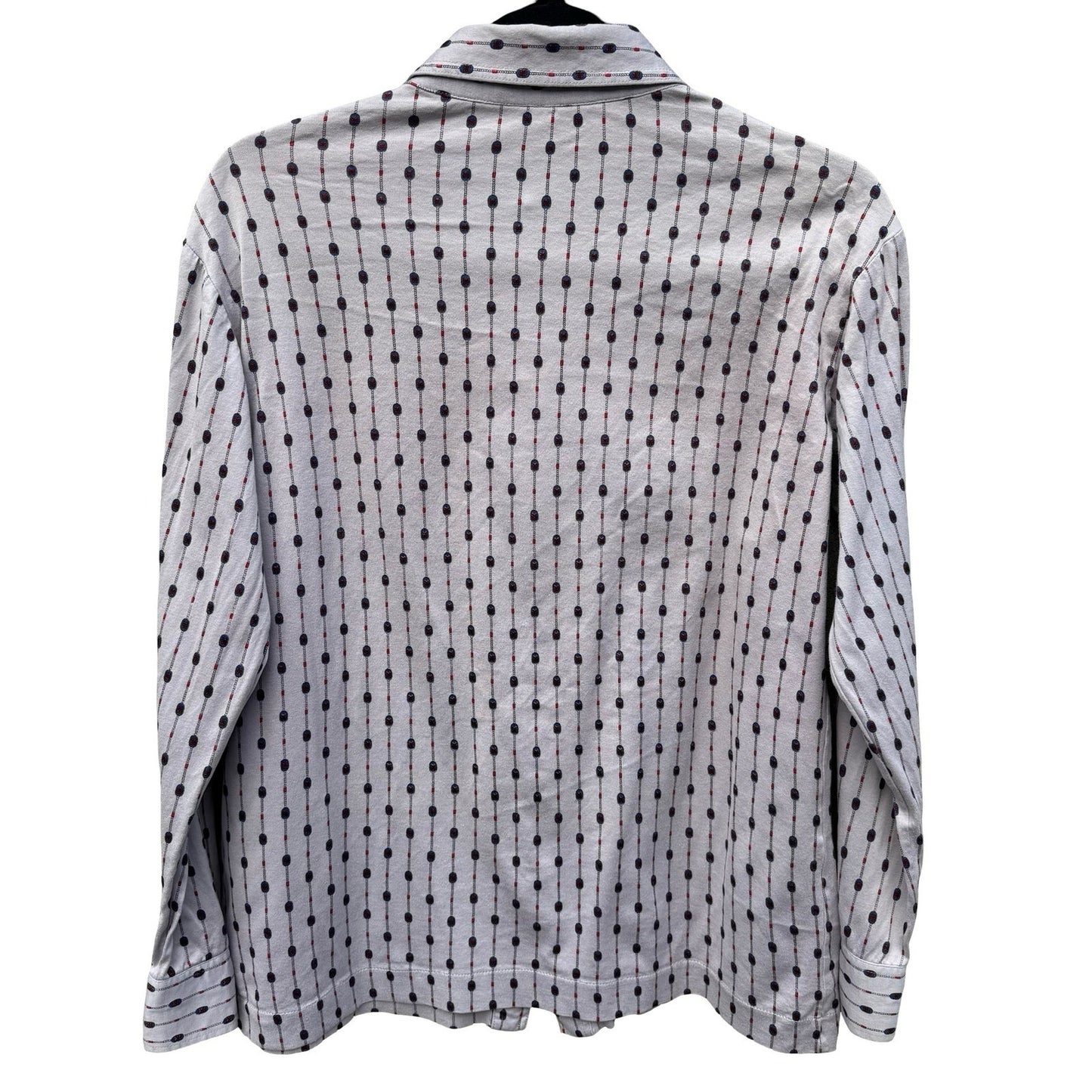 Italyva La Moda Italy Mens Grey Geometric Chain Print Button Up Shirt Size 90