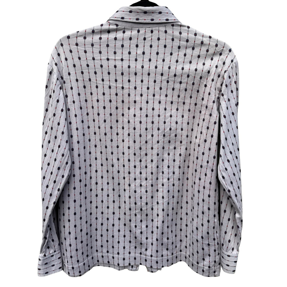 Italyva La Moda Italy Mens Grey Geometric Chain Print Button Up Shirt Size 90