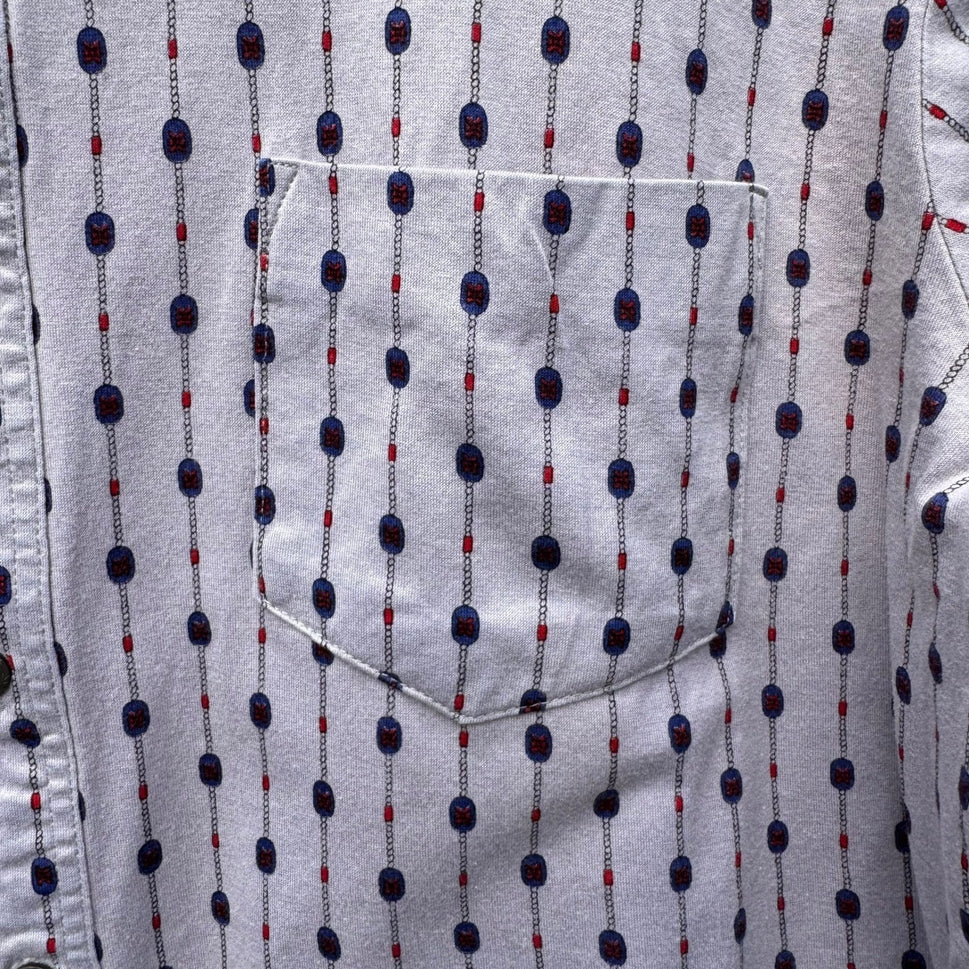 Italyva La Moda Italy Mens Grey Geometric Chain Print Button Up Shirt Size 90