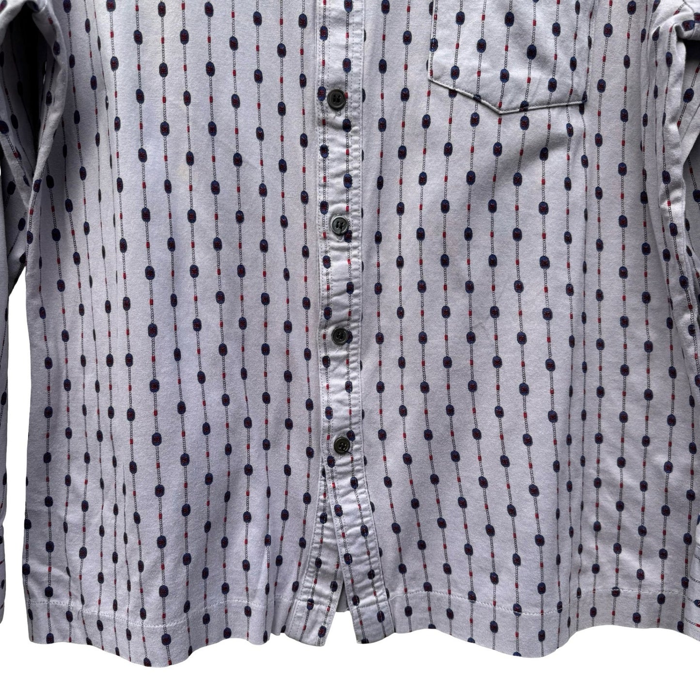 Italyva La Moda Italy Mens Grey Geometric Chain Print Button Up Shirt Size 90