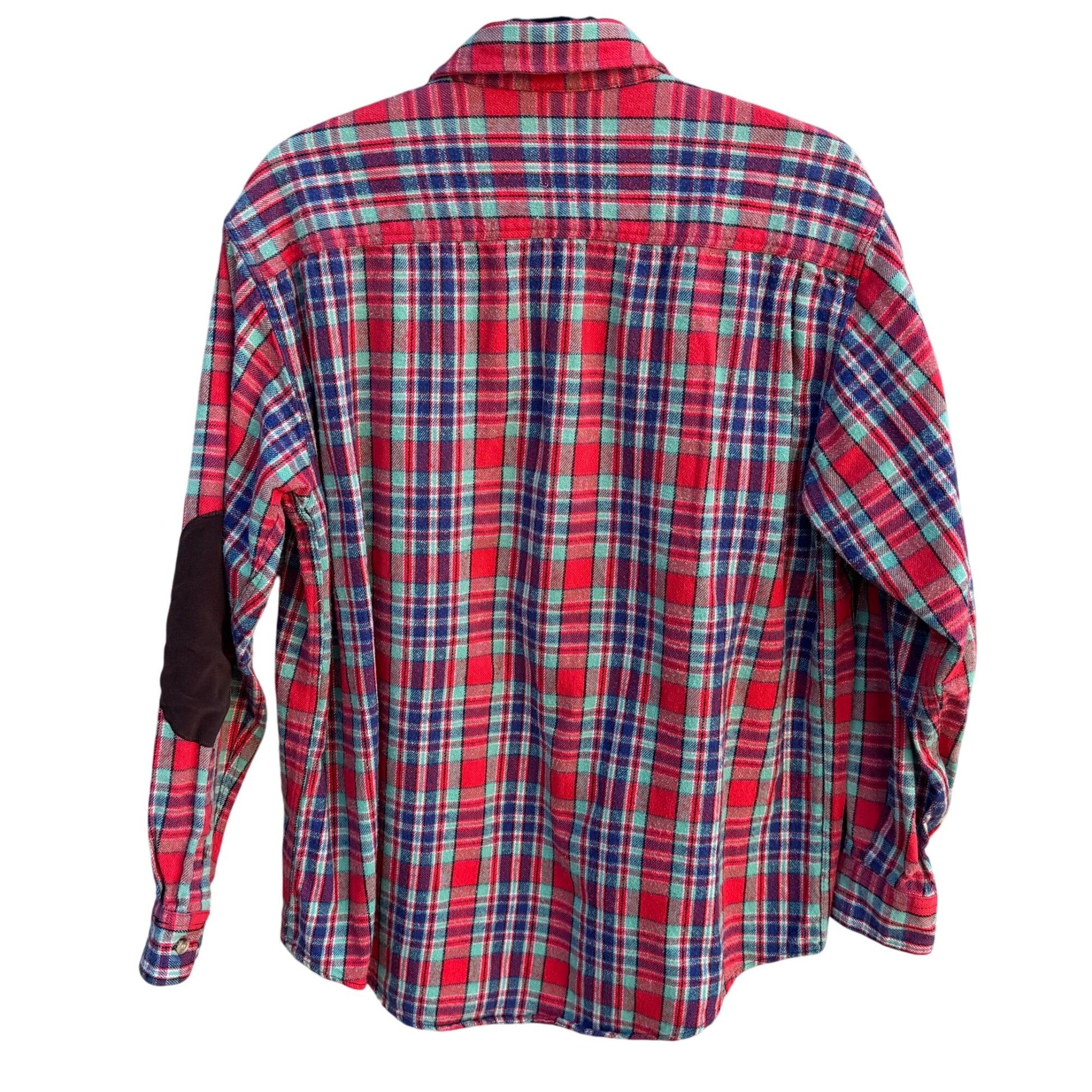 Vintage Mens United Garment Genuine Houston Plaid Button-Up Shirt Elbow Patches