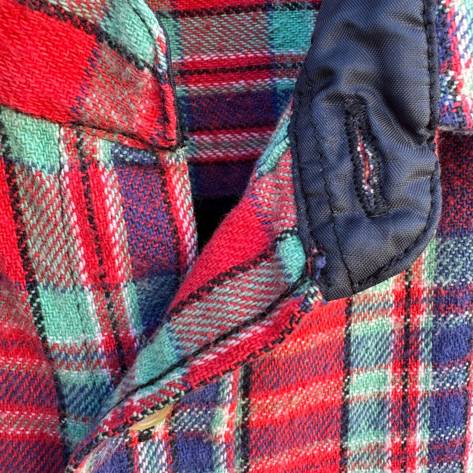 Vintage Mens United Garment Genuine Houston Plaid Button-Up Shirt Elbow Patches