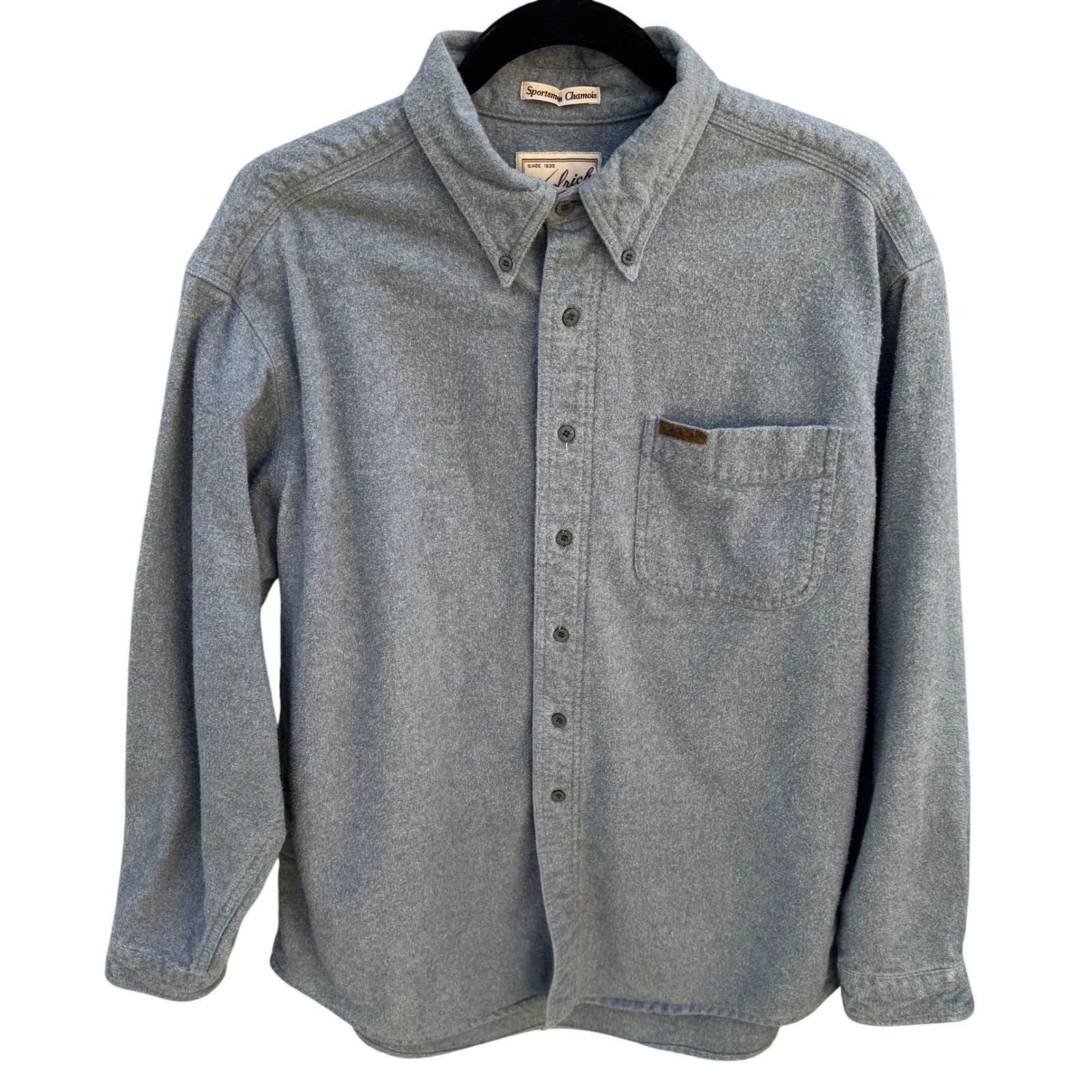 Woolrich Sportsman Chamois Shirt Mens Large Grey Cotton Button Down Long Sleeve