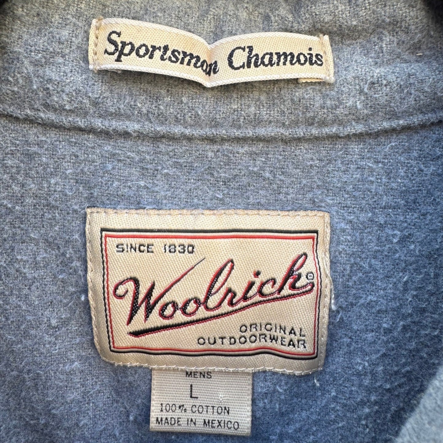 Woolrich Sportsman Chamois Shirt Mens Large Grey Cotton Button Down Long Sleeve