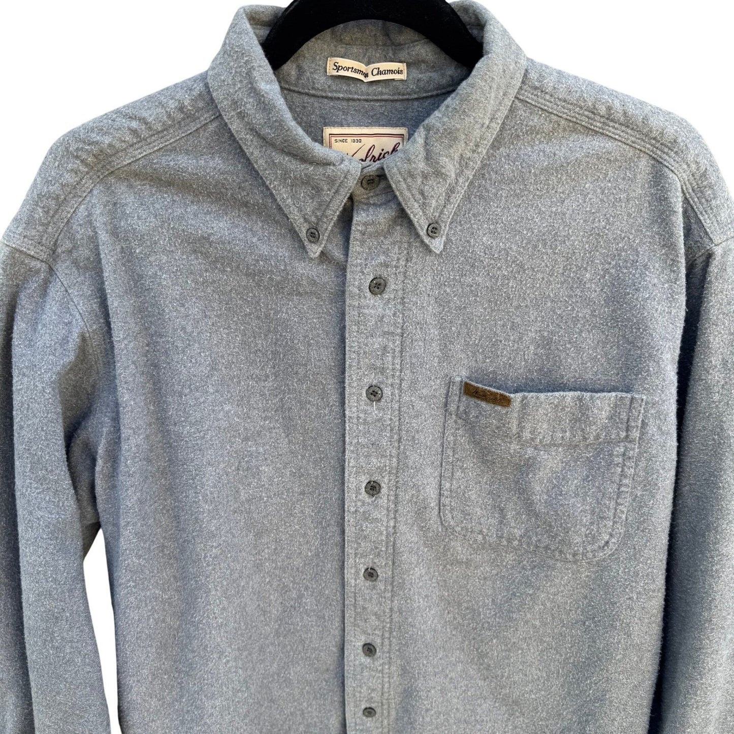 Woolrich Sportsman Chamois Shirt Mens Large Grey Cotton Button Down Long Sleeve