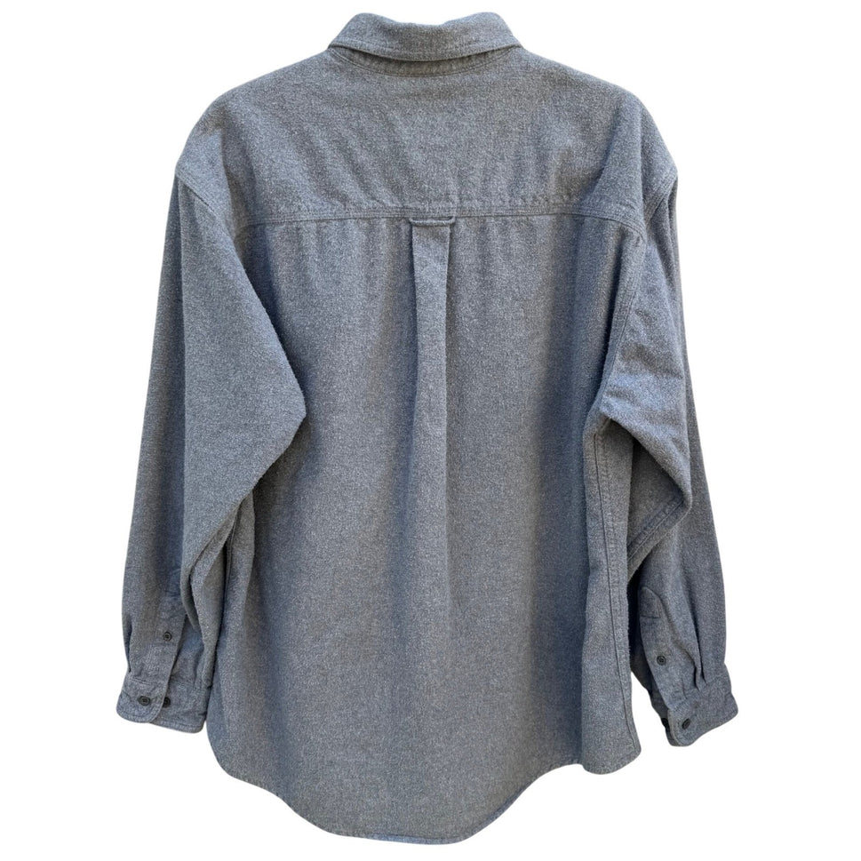 Woolrich Sportsman Chamois Shirt Mens Large Grey Cotton Button Down Long Sleeve