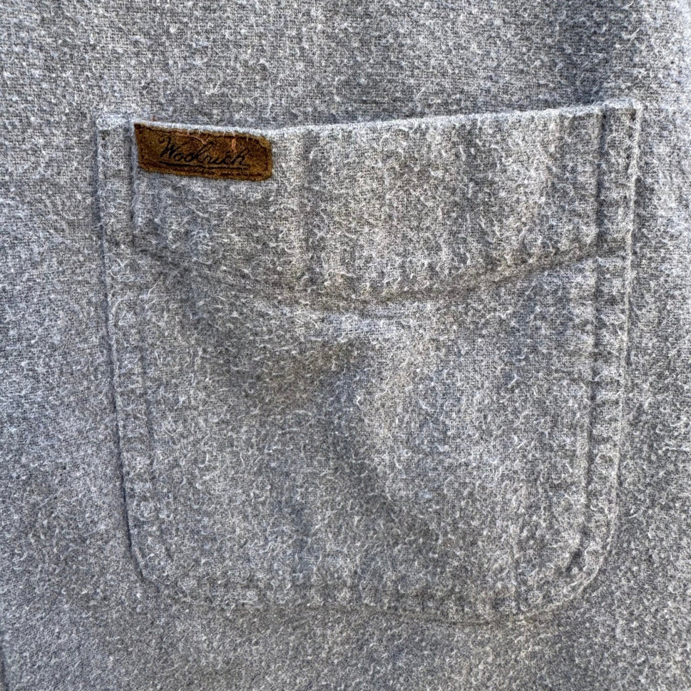 Woolrich Sportsman Chamois Shirt Mens Large Grey Cotton Button Down Long Sleeve