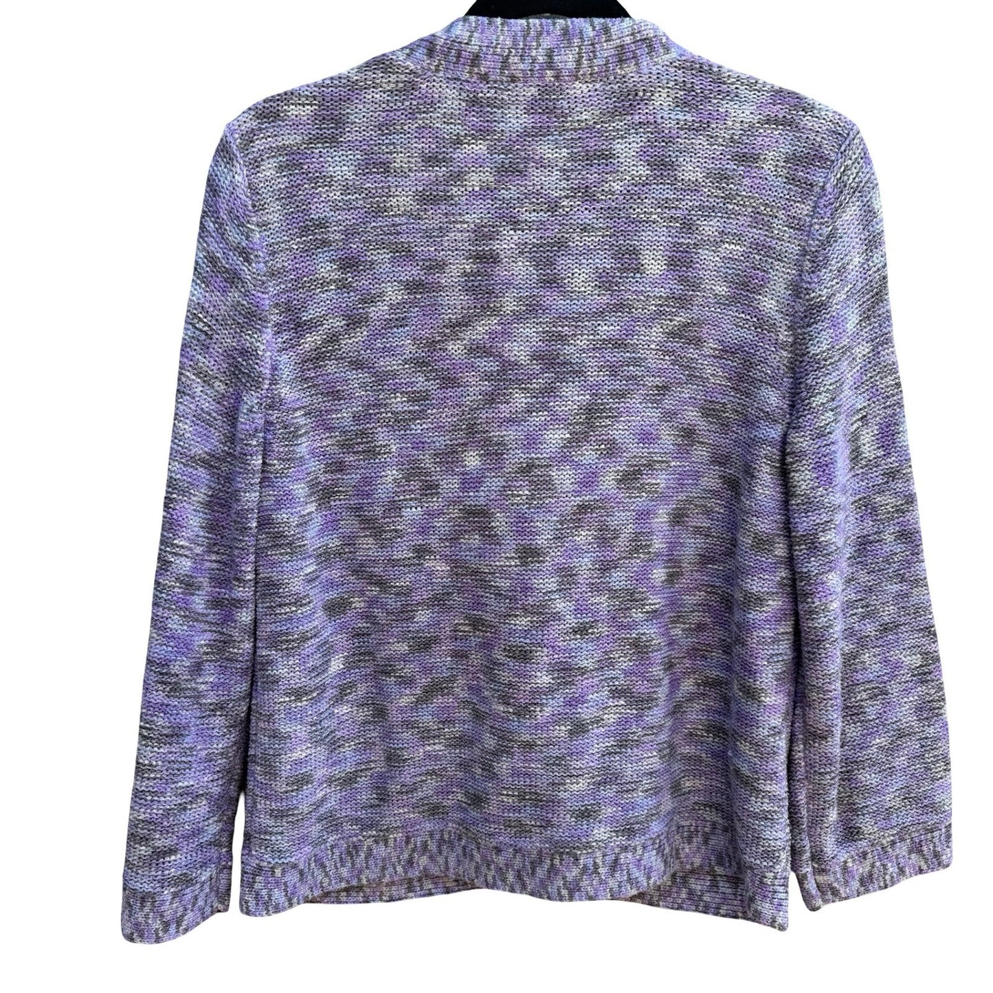 Evan-Picone Layering Hygge Grandmacore Purple Space Dye Knit Cardigan Sweater L