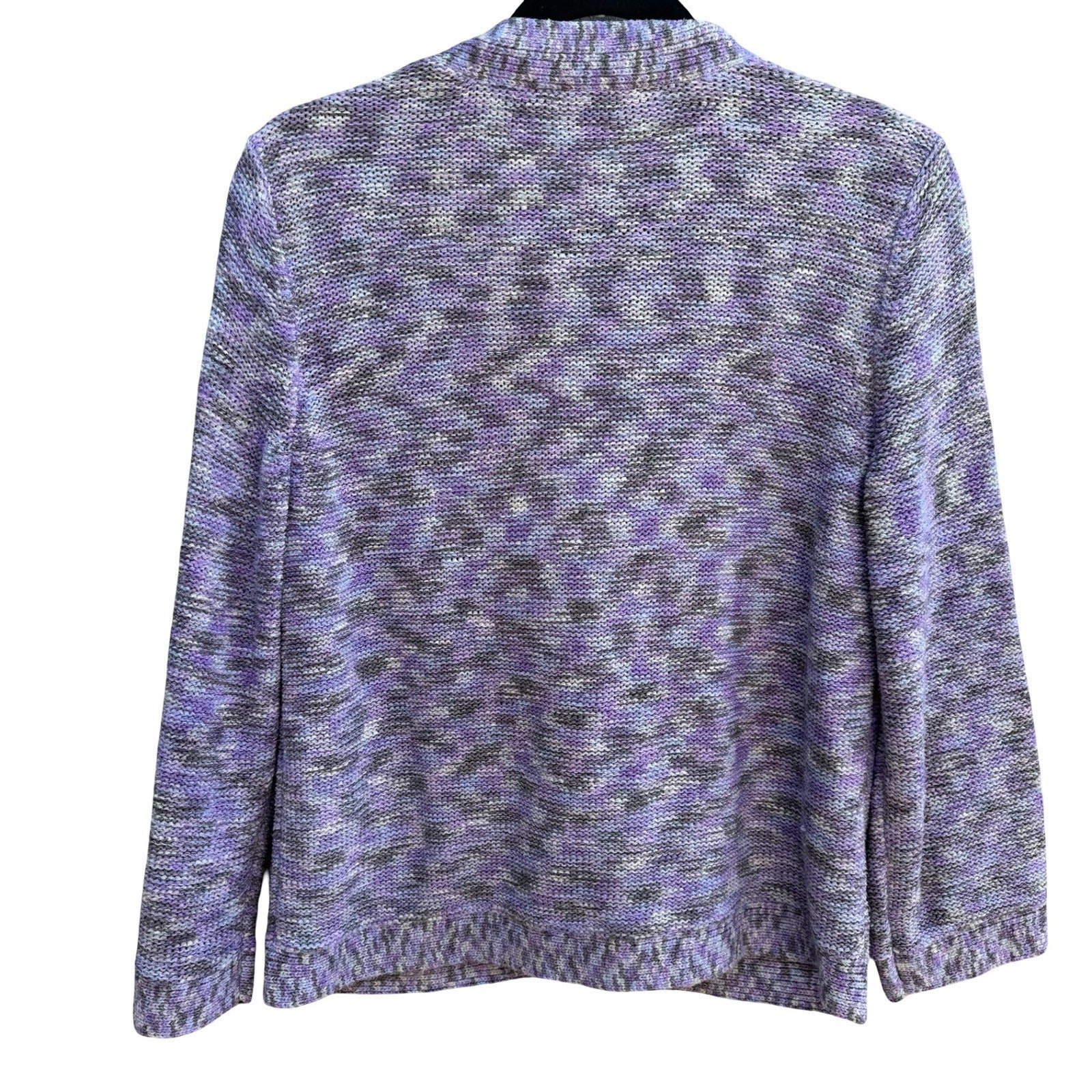 Evan-Picone Layering Hygge Grandmacore Purple Space Dye Knit Cardigan Sweater L