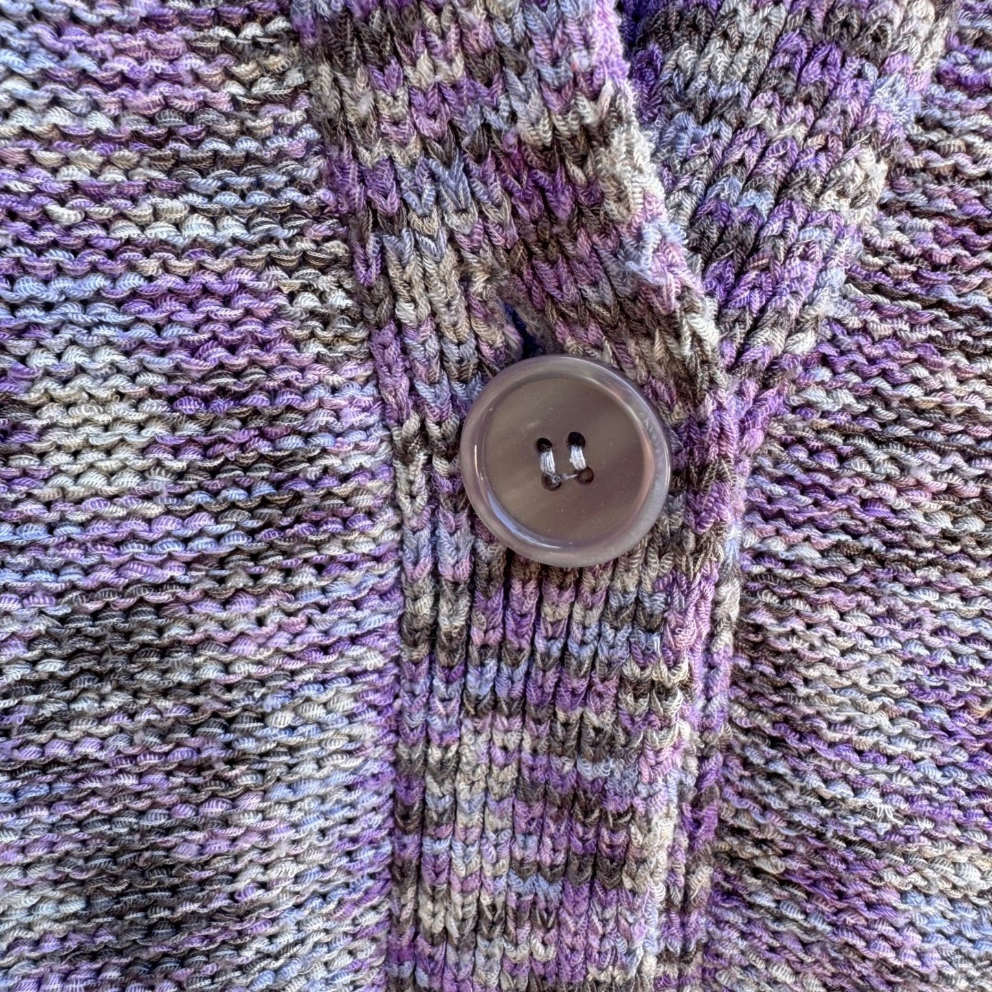 Evan-Picone Layering Hygge Grandmacore Purple Space Dye Knit Cardigan Sweater L