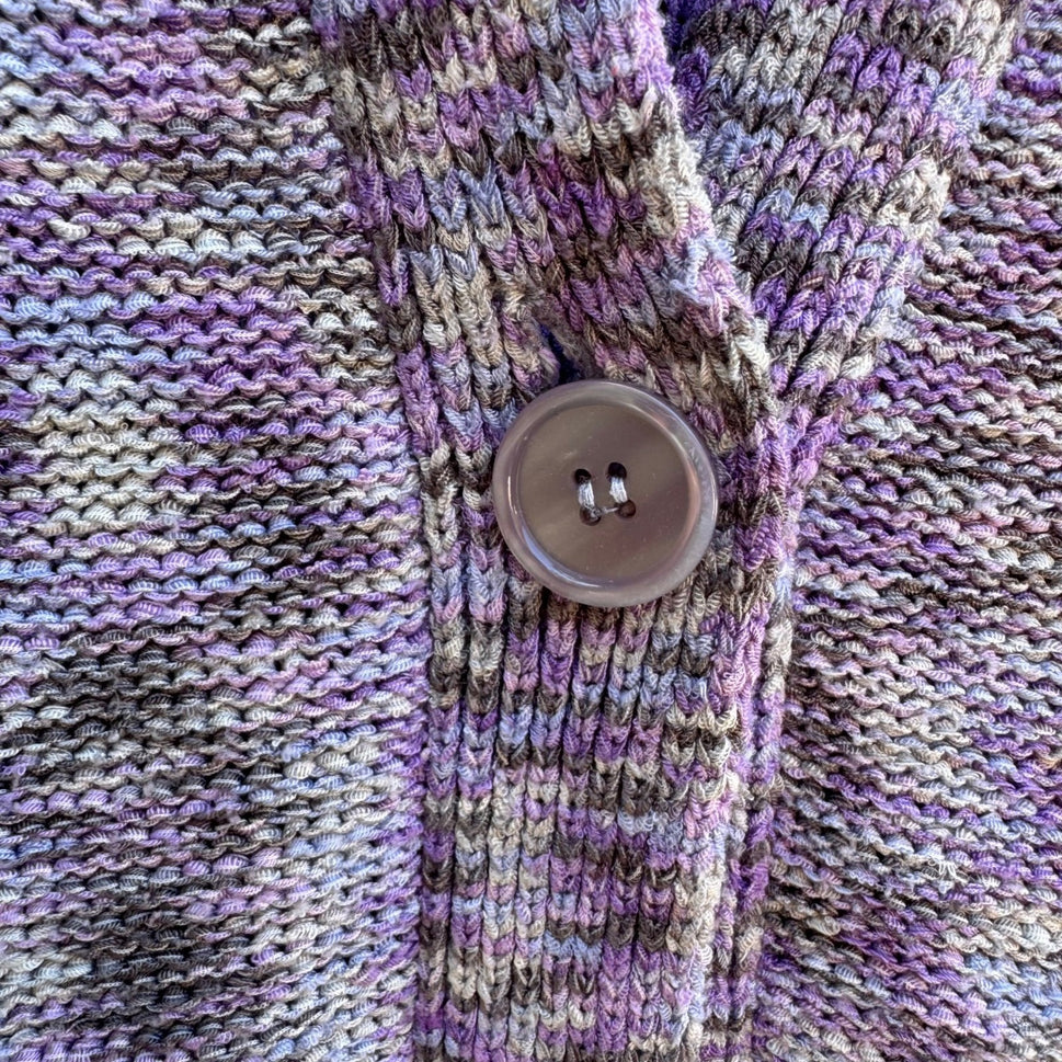 Evan-Picone Layering Hygge Grandmacore Purple Space Dye Knit Cardigan Sweater L