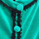 Switch La Redoute Vintage Green Velour Velvet Oversize Lace Embroidered Trim Cardigan M 3 image