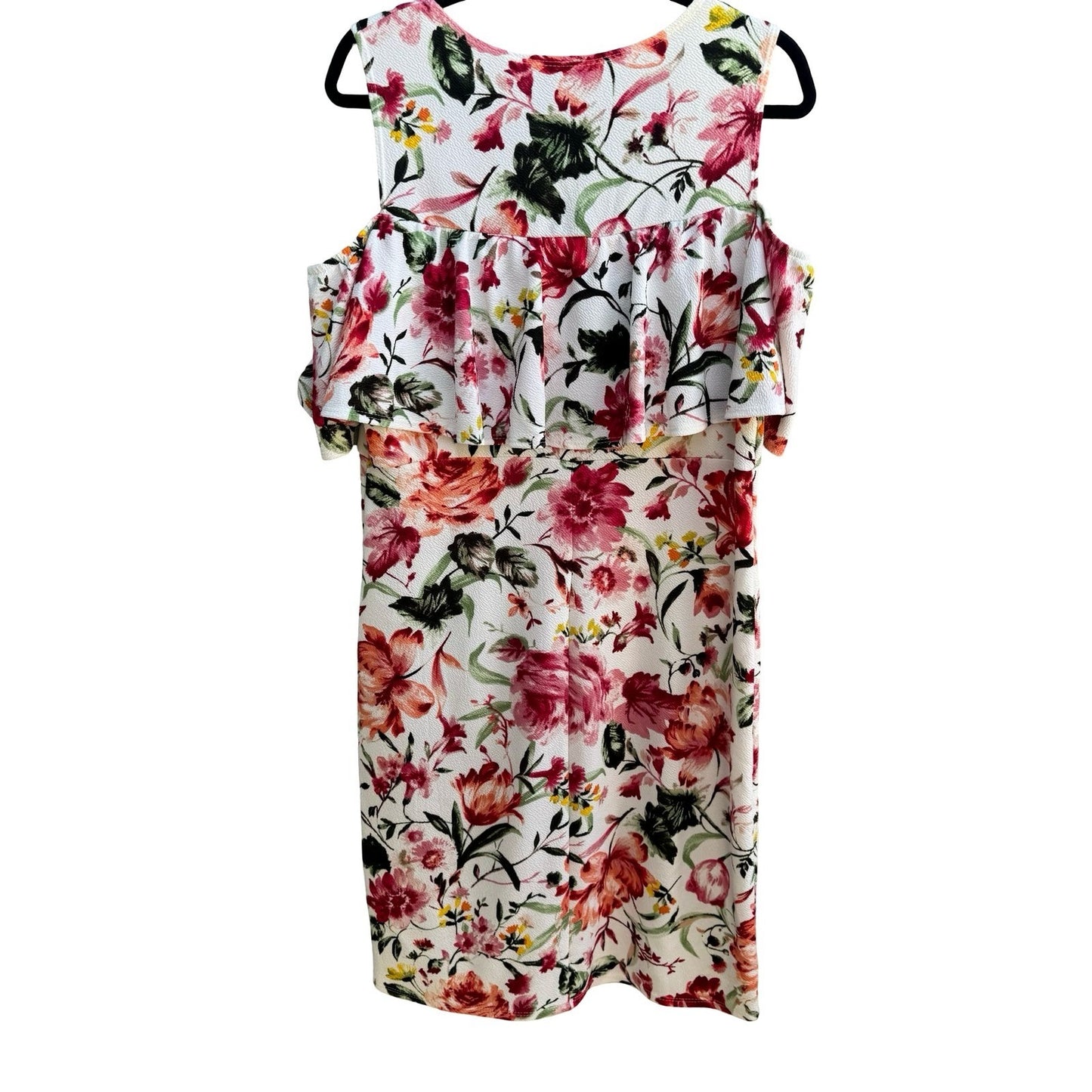 Slinky Brand Cottagecore Garden Party Floral Cold Shoulder Ruffle Sheath Dress L