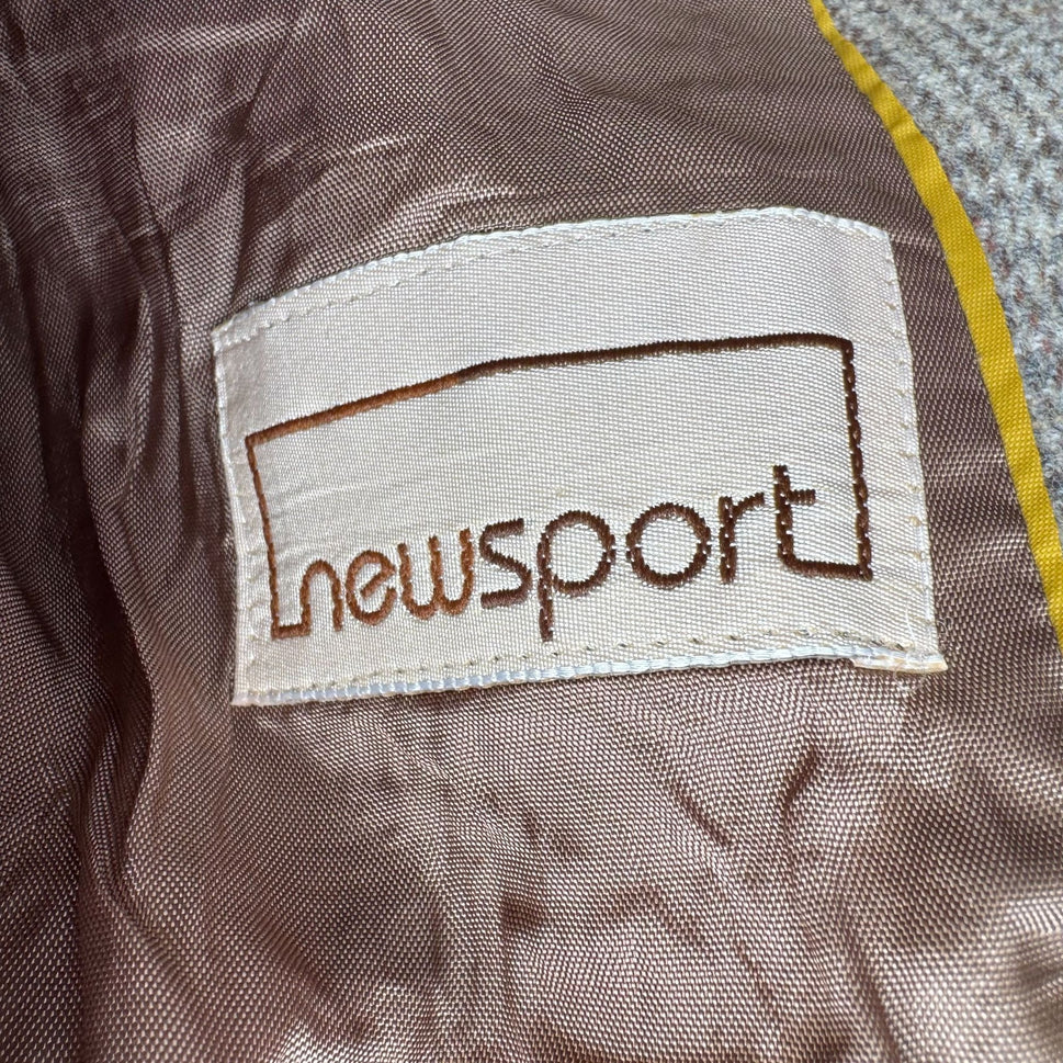 Newsport Vintage Womens Wool Plaid Double Breasted Blazer Jacket Pleated Skirt S