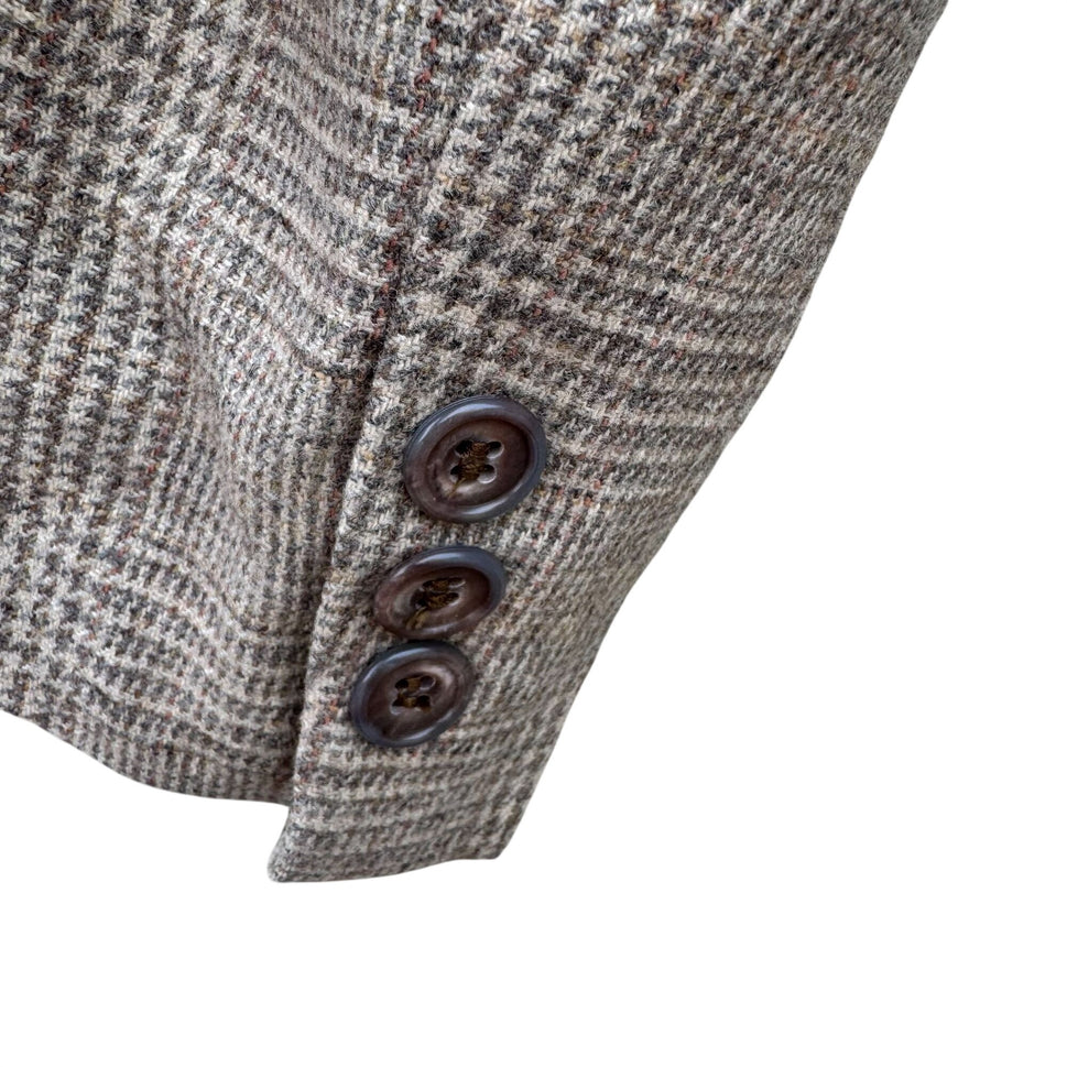 Newsport Vintage Womens Wool Plaid Double Breasted Blazer Jacket Pleated Skirt S