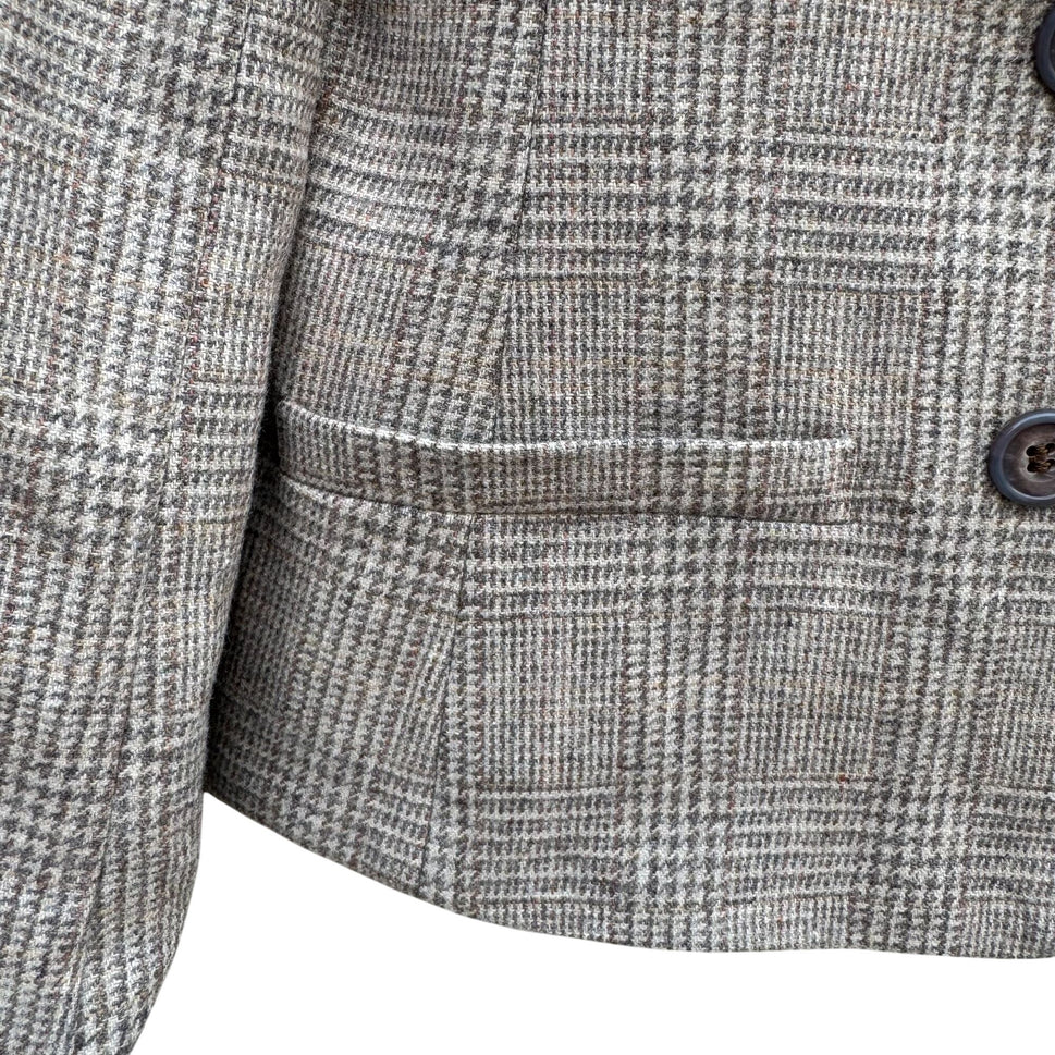 Newsport Vintage Womens Wool Plaid Double Breasted Blazer Jacket Pleated Skirt S