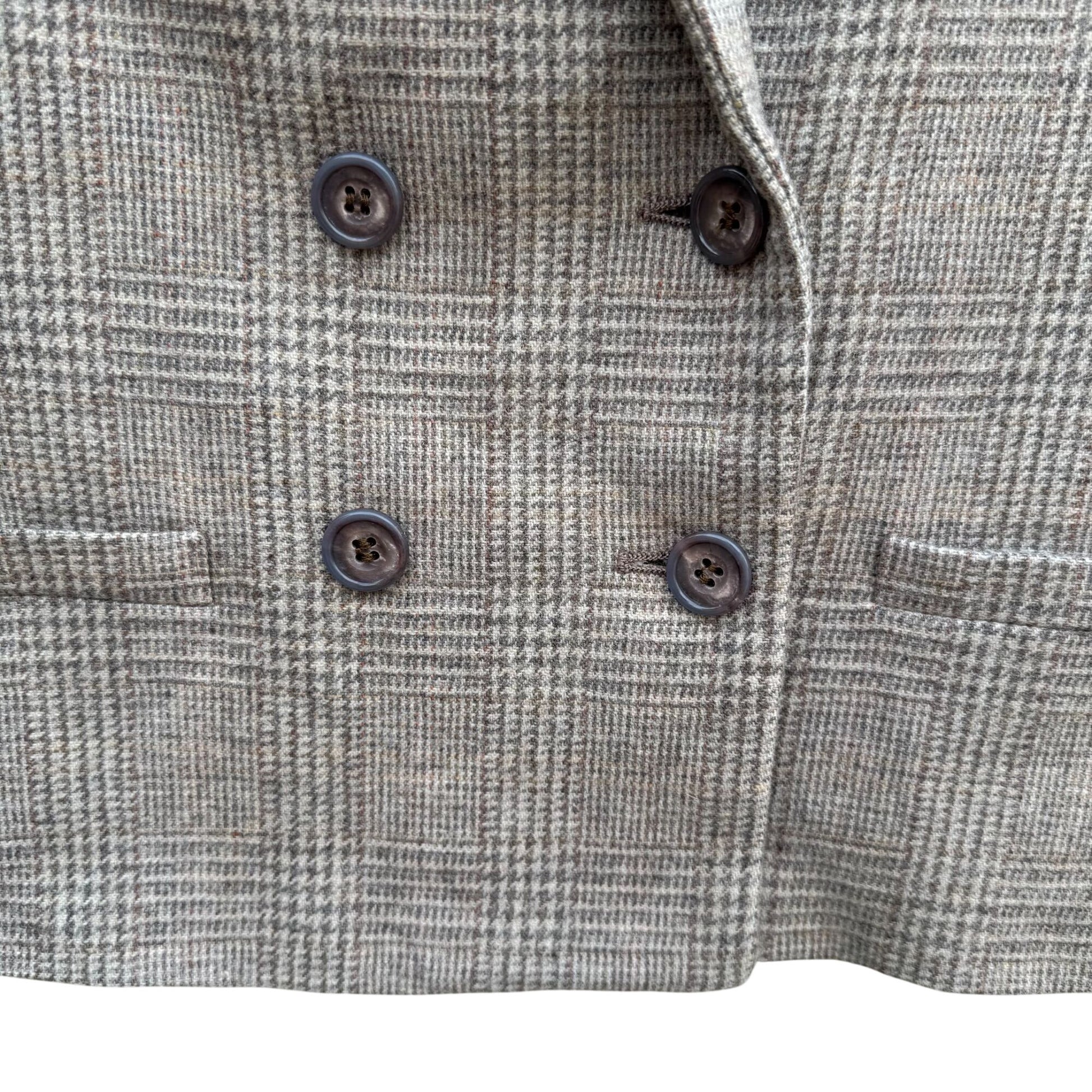 Newsport Vintage Womens Wool Plaid Double Breasted Blazer Jacket Pleated Skirt S