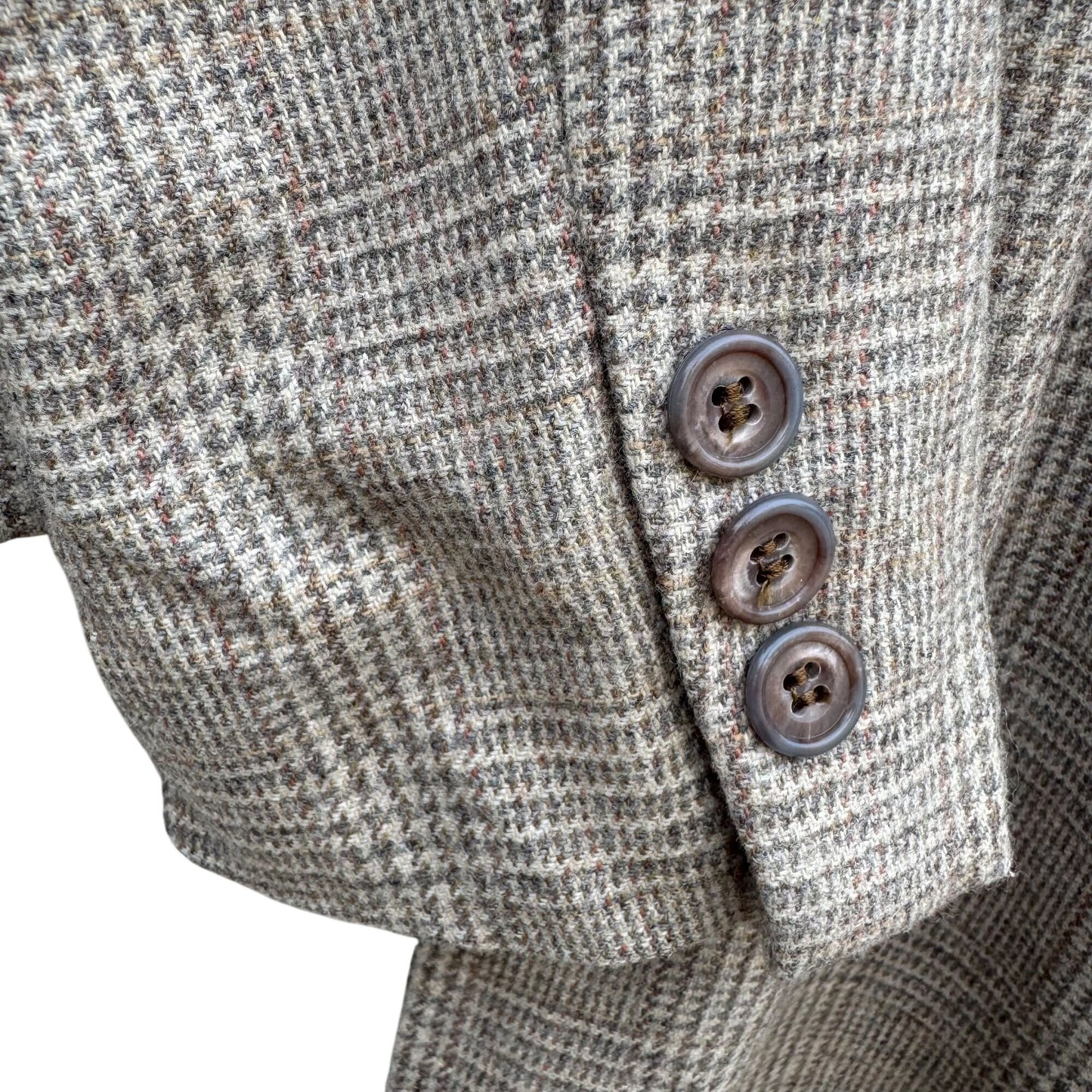 Newsport Vintage Womens Wool Plaid Double Breasted Blazer Jacket Pleated Skirt S