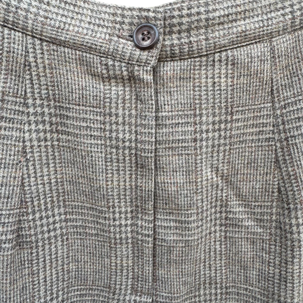 Newsport Vintage Womens Wool Plaid Double Breasted Blazer Jacket Pleated Skirt S