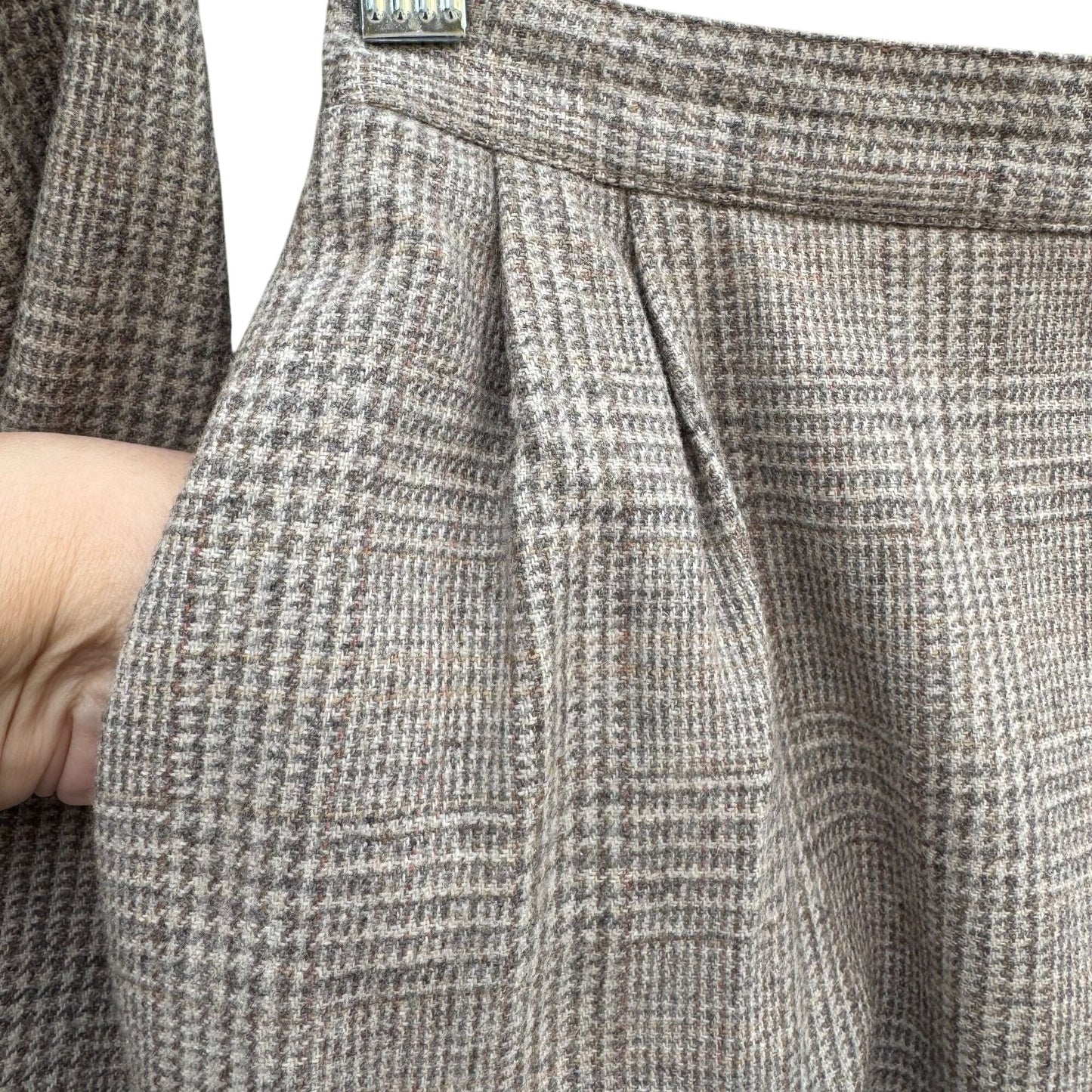 Newsport Vintage Womens Wool Plaid Double Breasted Blazer Jacket Pleated Skirt S