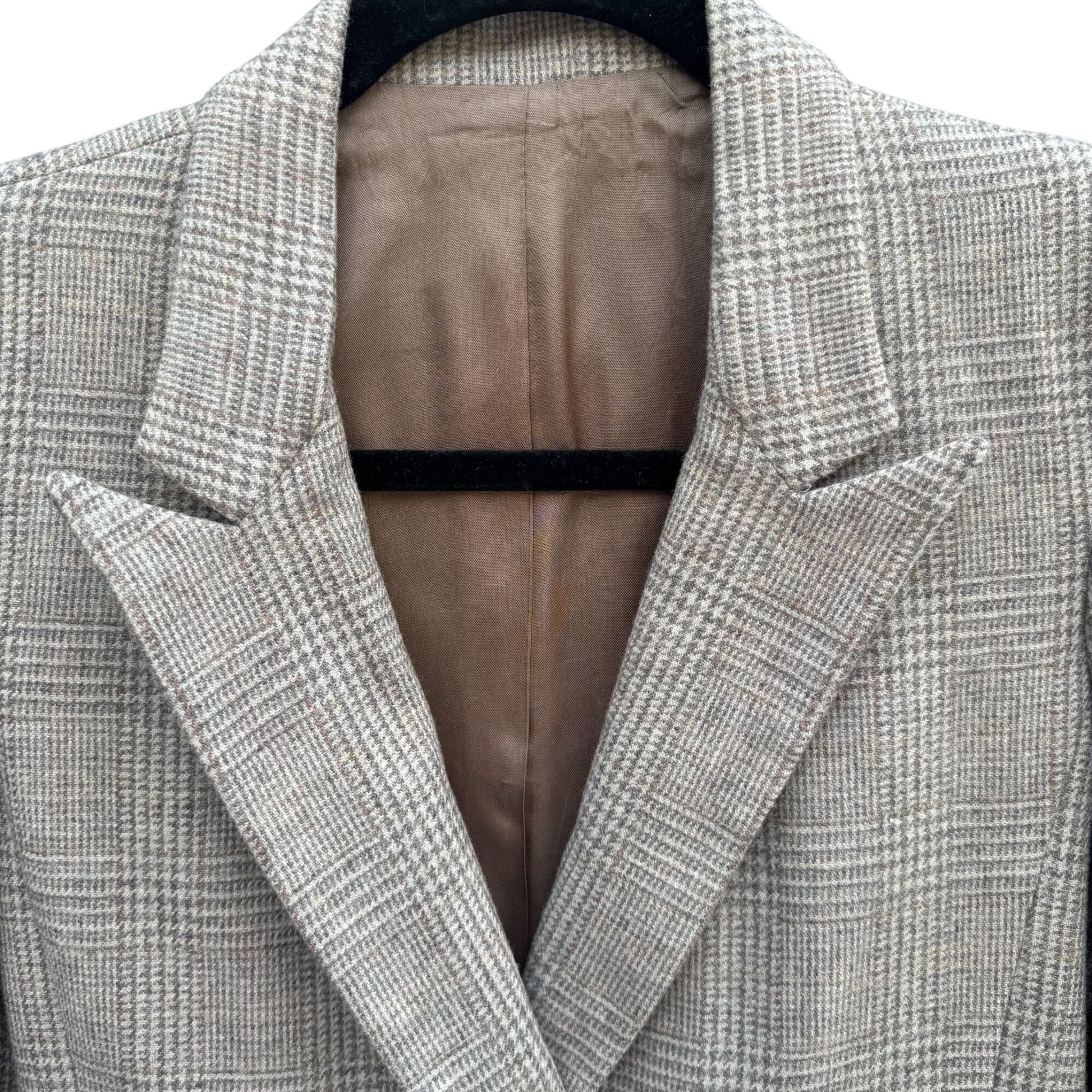 Newsport Vintage Womens Wool Plaid Double Breasted Blazer Jacket Pleated Skirt S