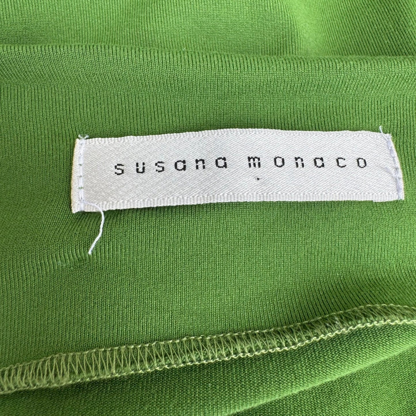 Susana Monaco Y2K Fairy Green Strapless Silk Ruffle Mini Dress Ruched Bodycon XS