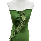 Switch Susana Monaco Y2K Fairy Green Strapless Silk Ruffle Mini Dress Ruched Bodycon XS 3 image