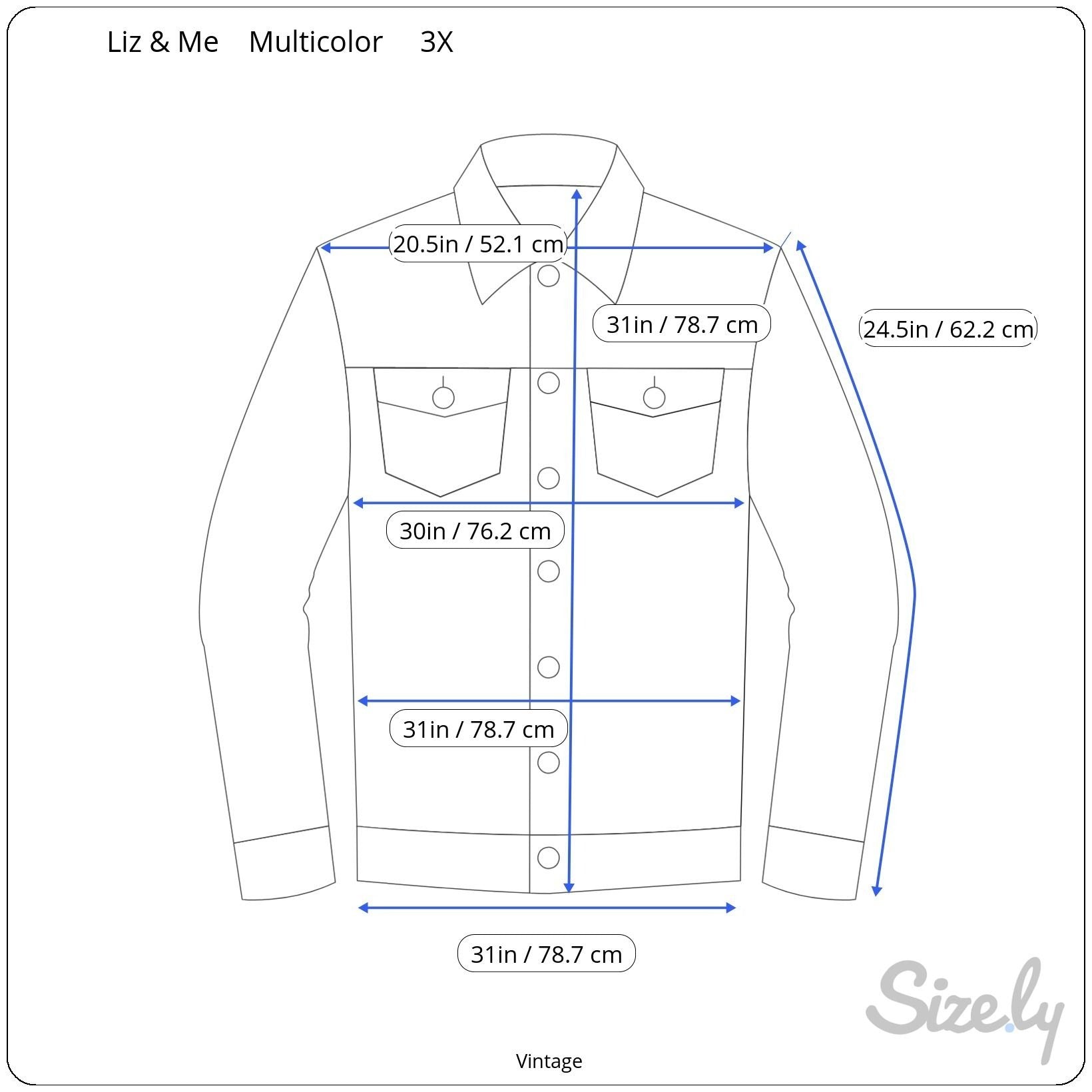 Liz & Me Vintage Womens Colorful Embroidered Patchwork Button-Up Denim Jacket 3X