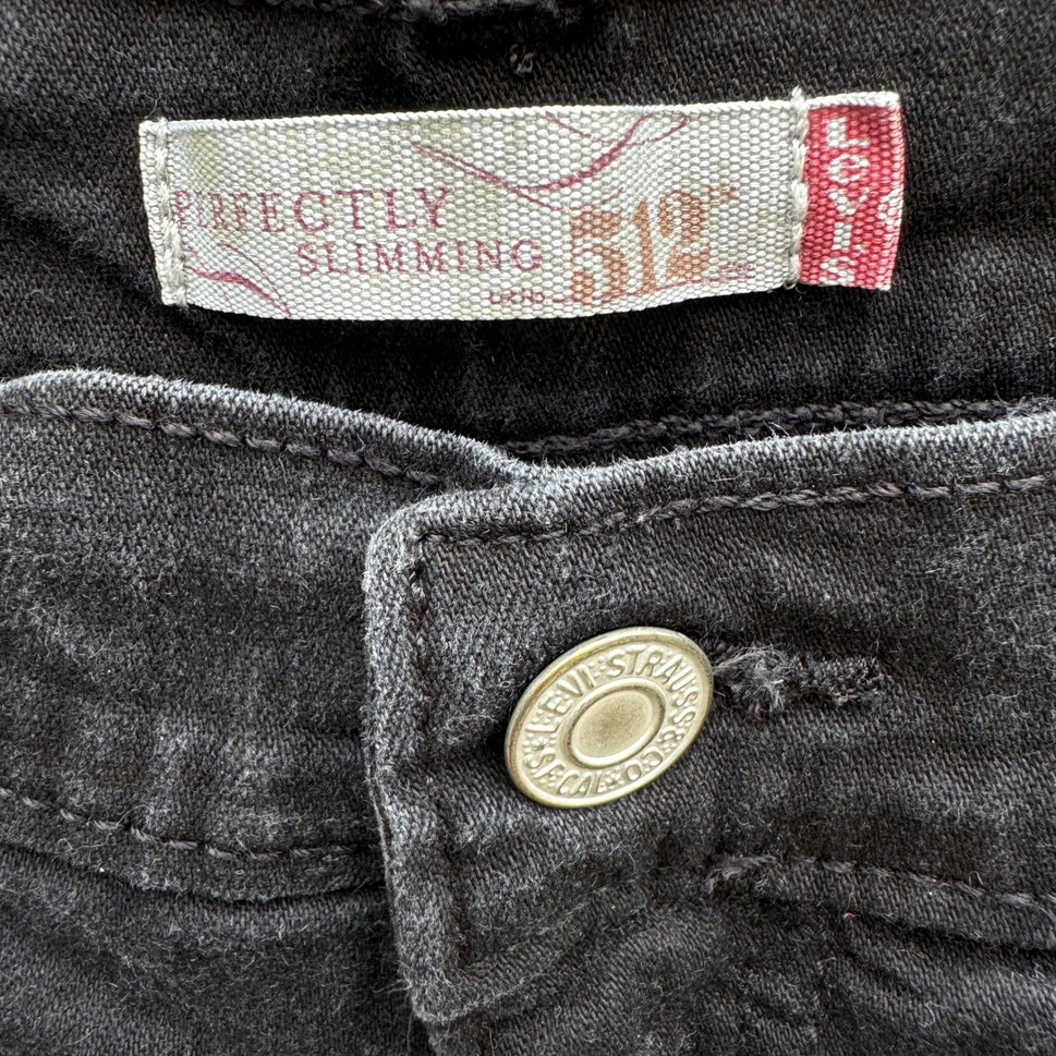 Levis 512 Perfectly Slimming Straight Leg Jeans Black Stretch Denim Size 18M