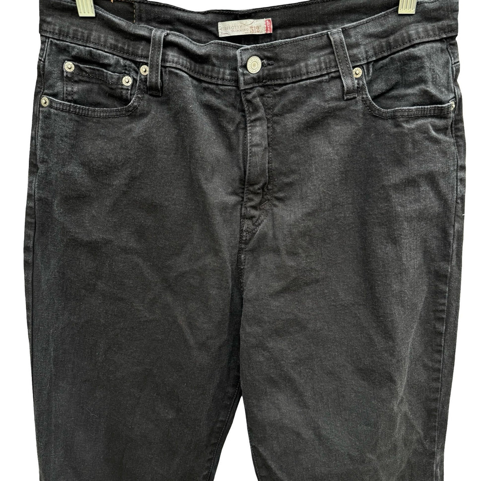 Levis 512 Perfectly Slimming Straight Leg Jeans Black Stretch Denim Size 18M