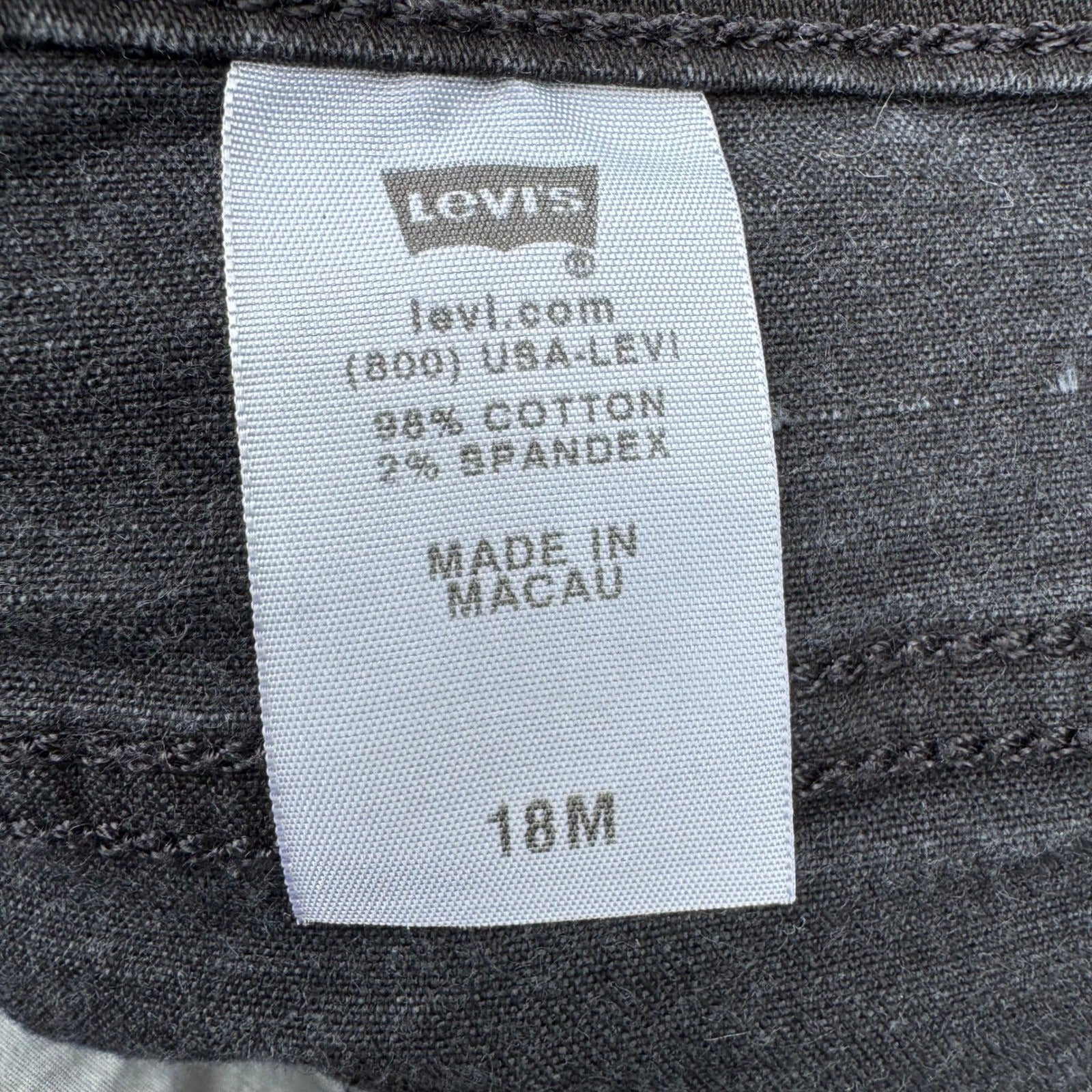 Levis 512 Perfectly Slimming Straight Leg Jeans Black Stretch Denim Size 18M