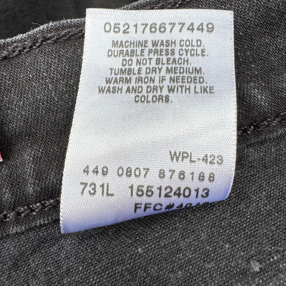 Levis 512 Perfectly Slimming Straight Leg Jeans Black Stretch Denim Size 18M