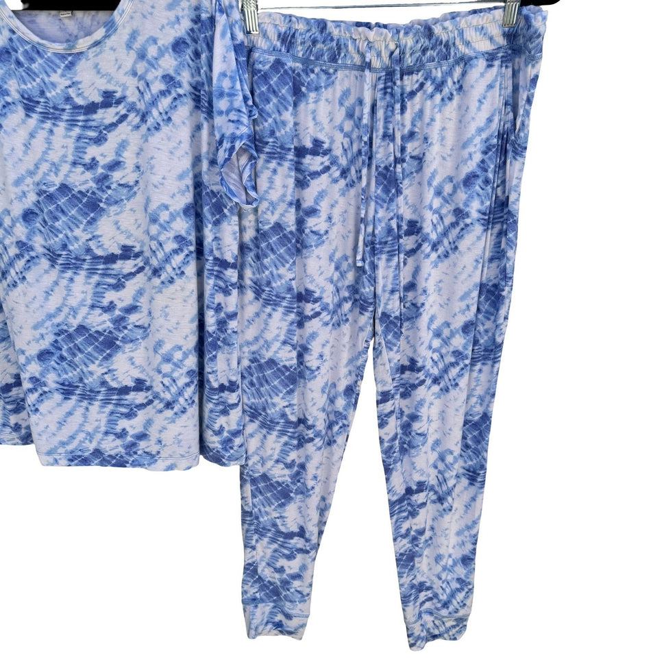 Koolaburra by UGG Womens Blue Tie Dye Pajama Set Large A391288 Loungewear Jogger
