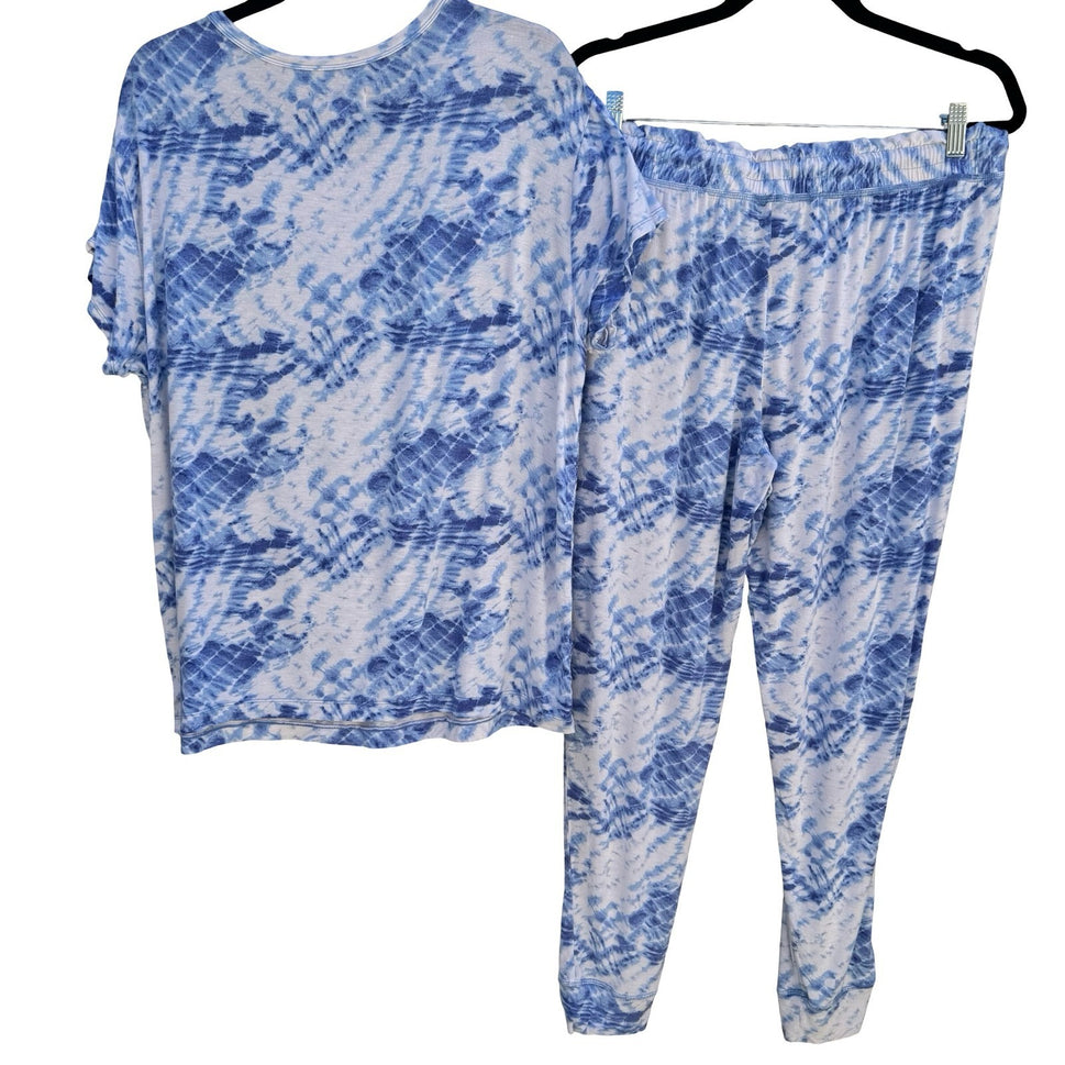 Koolaburra by UGG Womens Blue Tie Dye Pajama Set Large A391288 Loungewear Jogger