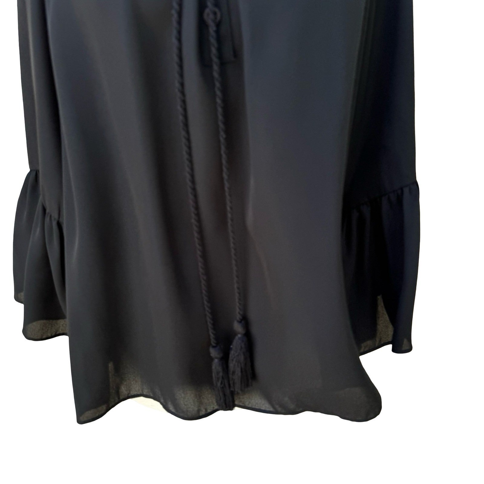 My Michelle Boho Romantic Chiffon Peasant Blouse Tassel Ruffle Sleeve Whimsigoth