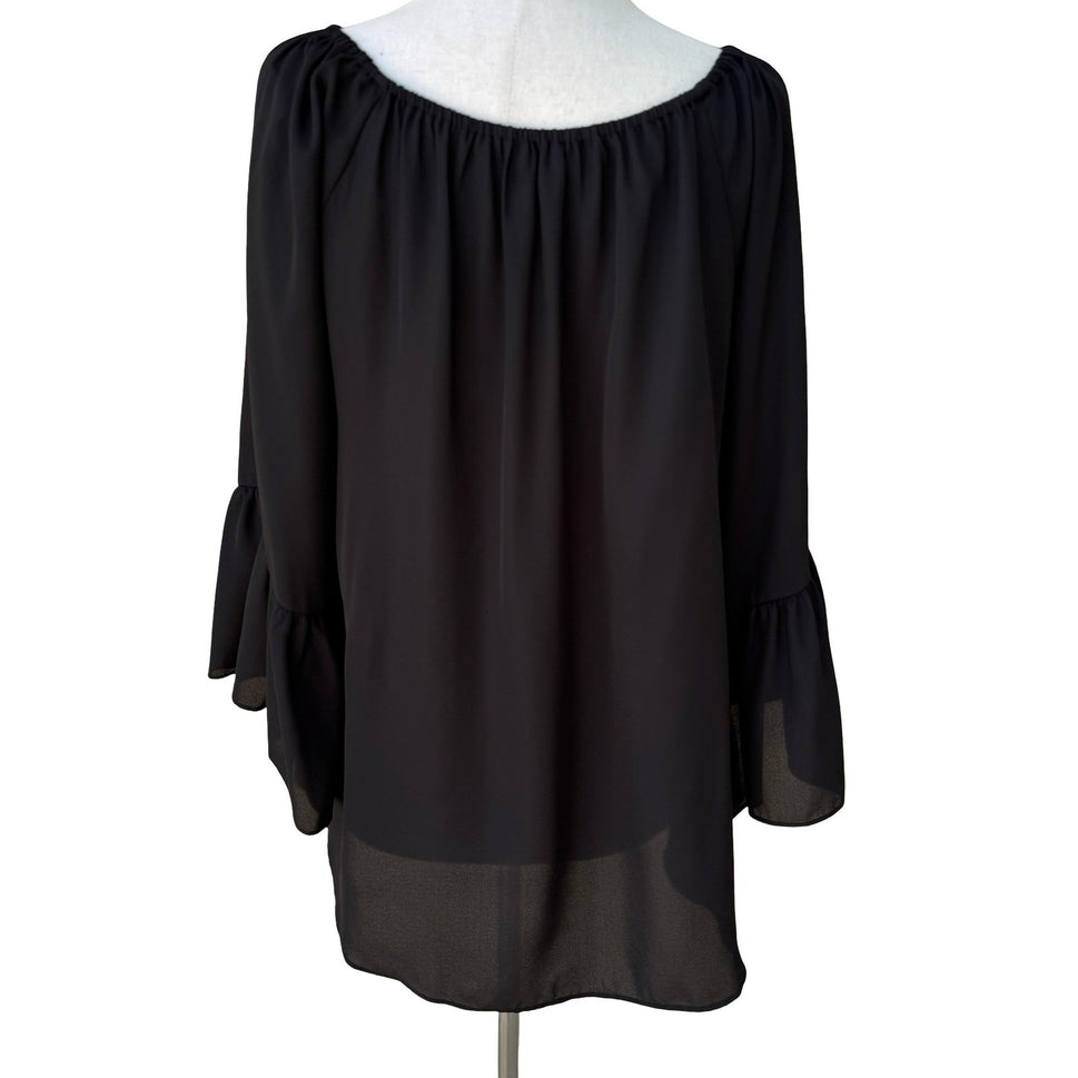 My Michelle Boho Romantic Chiffon Peasant Blouse Tassel Ruffle Sleeve Whimsigoth