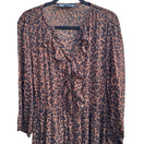 Switch Zara Mob Wife Boho Sheer Ruffle Plisse Leopard Print Boho Midi Dress Brown XS 3 image