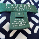 Switch Lauren Ralph Lauren Navy Geometric Faux Wrap Sheath Dress 3/4 Sleeve 8 Mod Party 2 image