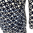 Switch Lauren Ralph Lauren Navy Geometric Faux Wrap Sheath Dress 3/4 Sleeve 8 Mod Party 3 image