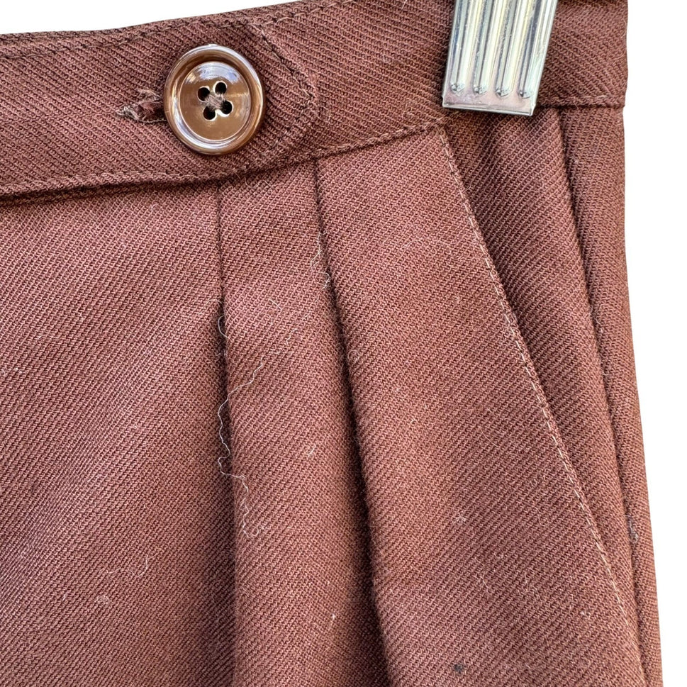 JH Collectible Vintage Brown Wool Blend Button Front Pleated Midi Skirt Size 6/7